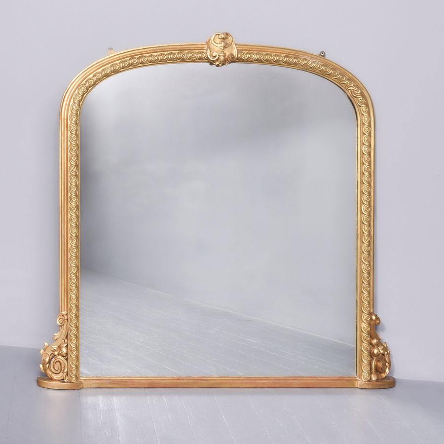 Large Victorian Giltwood Overmantel Mirror in Excellent Condition
