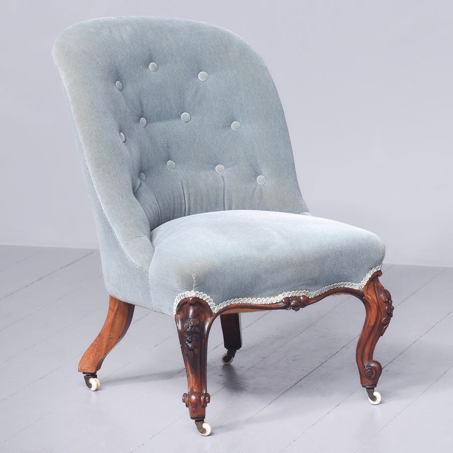 Neat-Sized Victorian, Mahogany-Framed Cabriole Leg Lady’s Chair