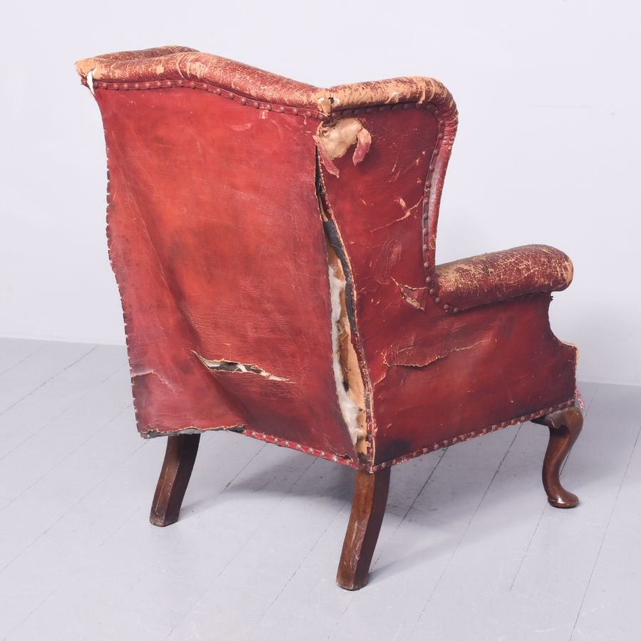 Antique Oak Framed Wing-chair 