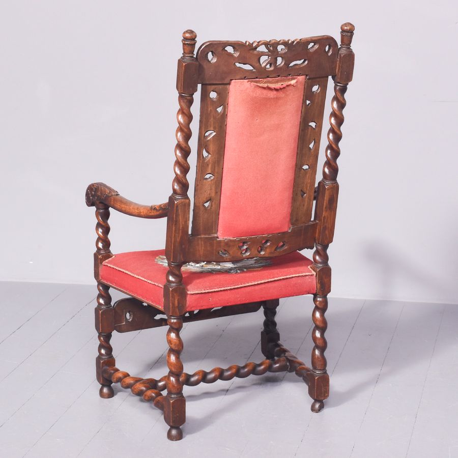 Antique Carved Walnut Armchair