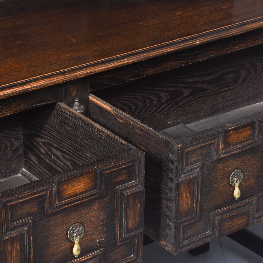 Antique A Neat Sized Oak Jacobean Style Dresser