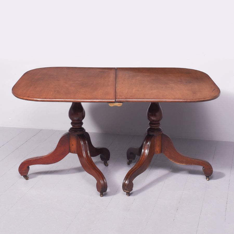 Antique Regency Style Twin Pillar Dining Table