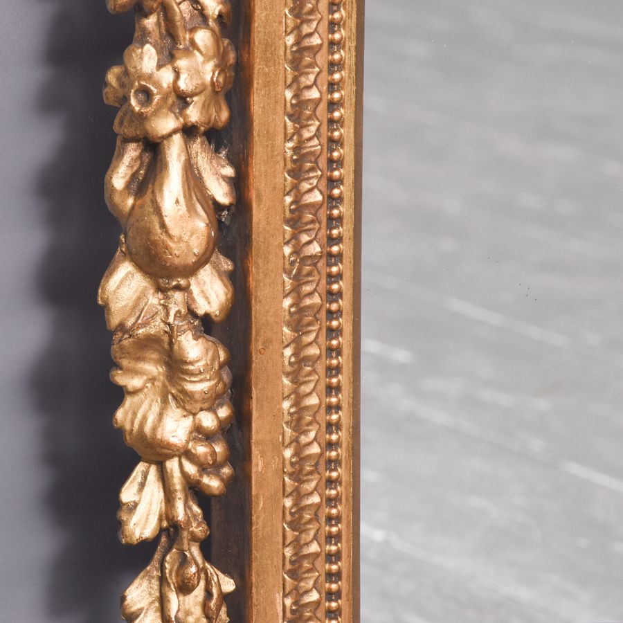 Antique Carved and Gilded Tryptic Overmantel Mirror