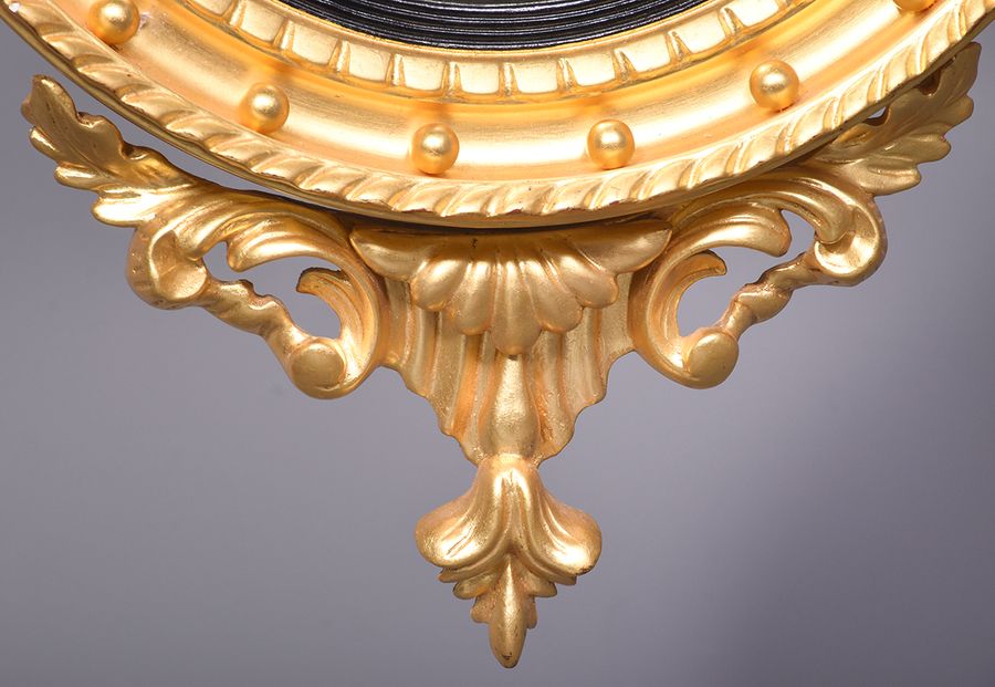 Antique Regency Style Gilded Convex Mirror