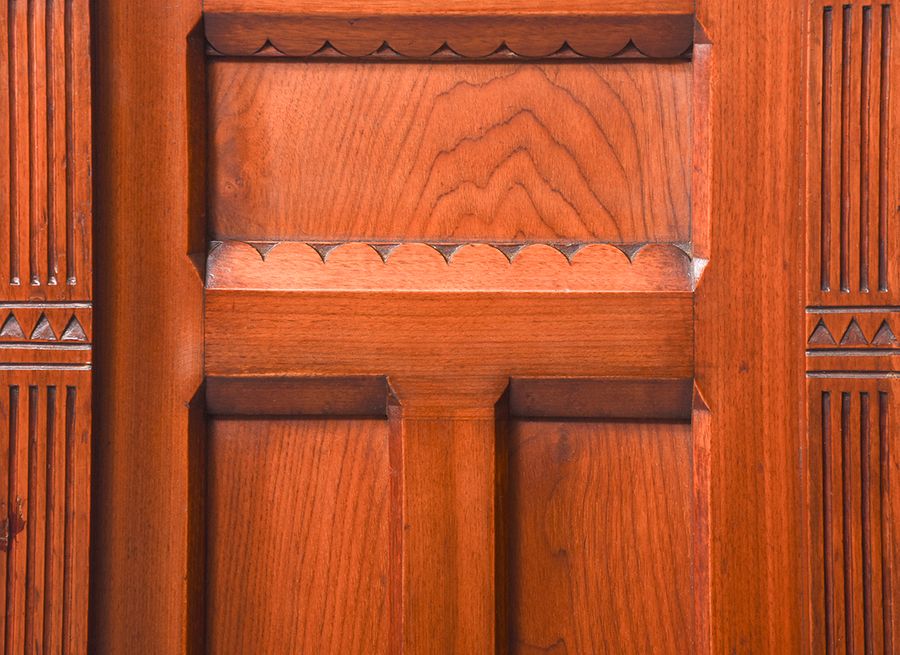 Antique Pair of Late Victorian Gothic Influence Walnut Bedside Lockers