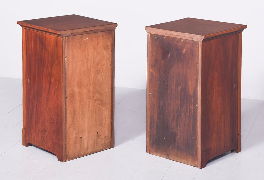 Antique Pair of Late Victorian Gothic Influence Walnut Bedside Lockers