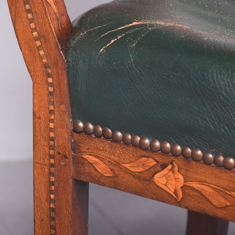 Antique Dutch Marquetry Inlaid Mahogany Armchair