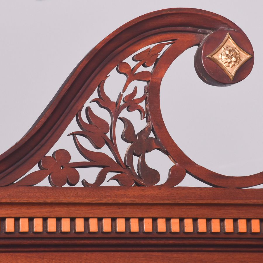 Antique Decorative George III Style Inlaid Mahogany Cabinet Bookcase