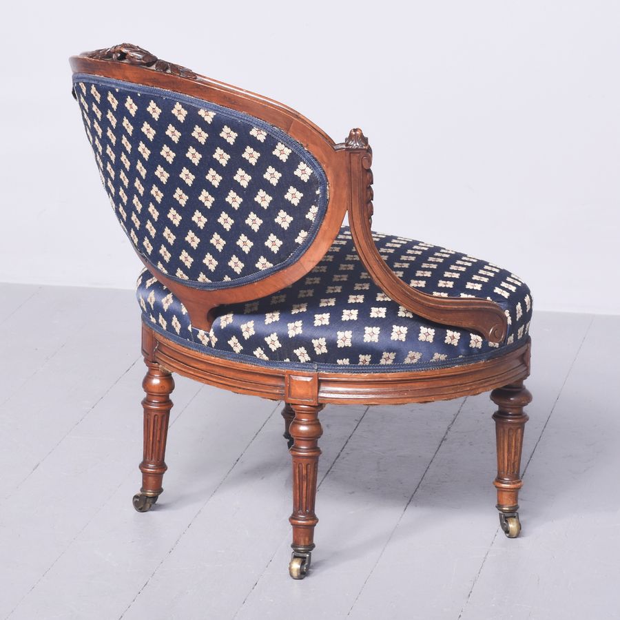 Antique Carved Victorian Walnut Ladies Chair