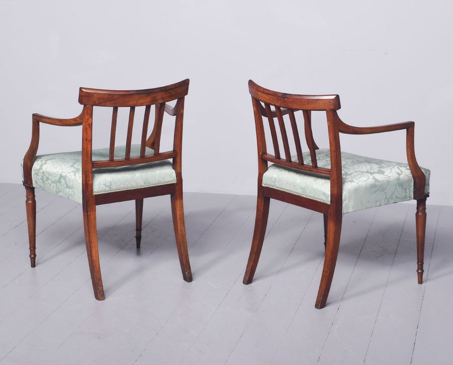 Antique Pair of George III Inlaid Armchairs