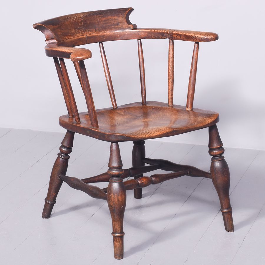 Mid-Victorian Sturdy Elm and Beech Captain’s Chair