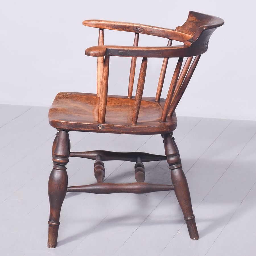 Antique Mid-Victorian Sturdy Elm and Beech Captain’s Chair
