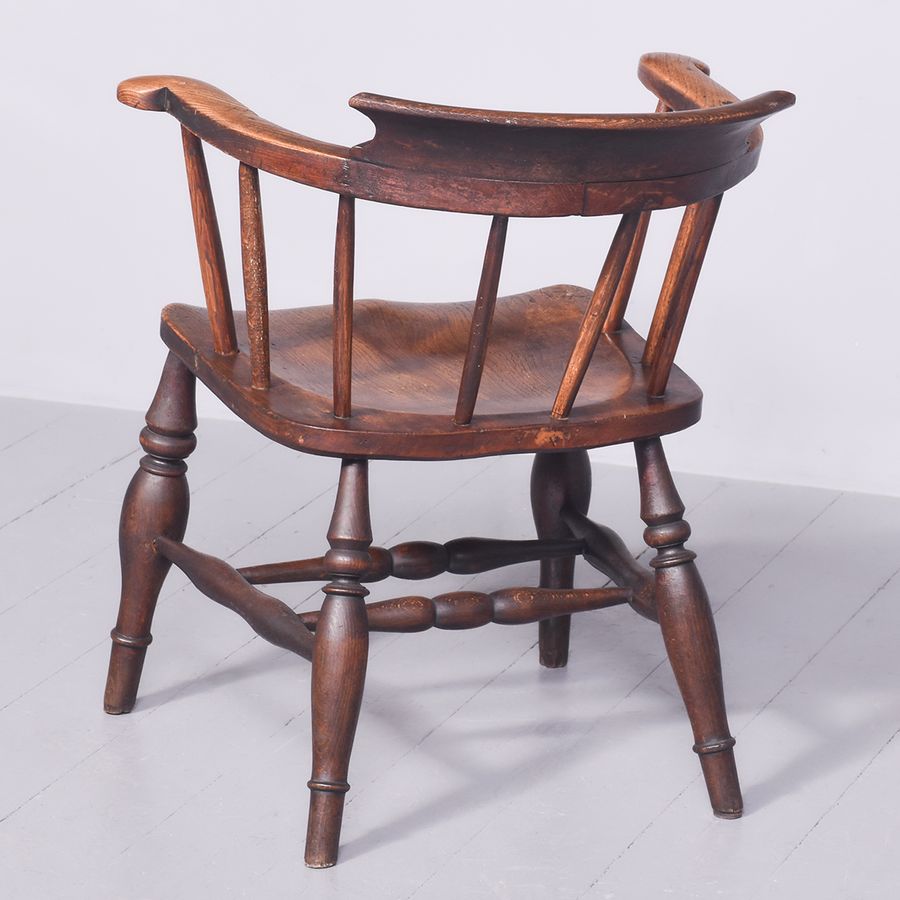 Antique Mid-Victorian Sturdy Elm and Beech Captain’s Chair