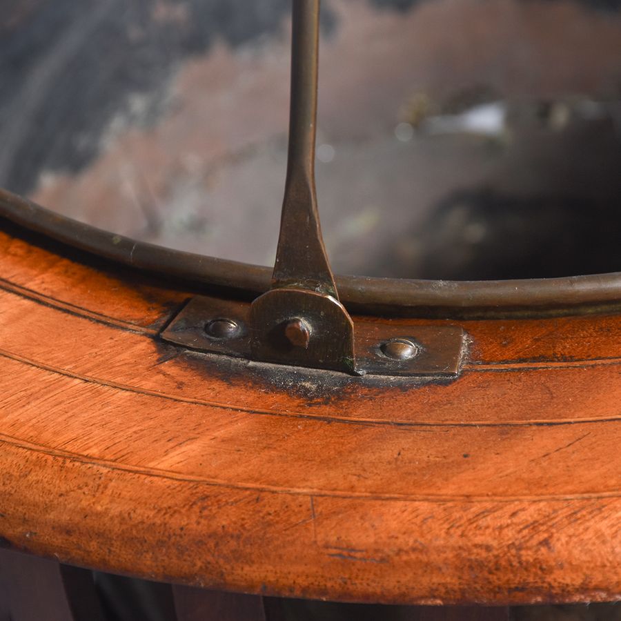 Antique Inlaid Shaped Mahogany Dutch Oyster or Peat Bucket