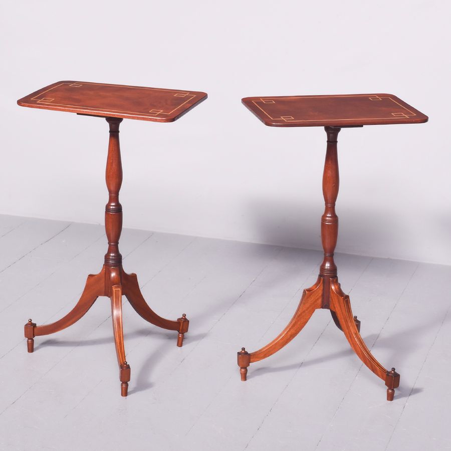 Pair of Elegant George III Style Inlaid Mahogany Occasional or Wine Tables