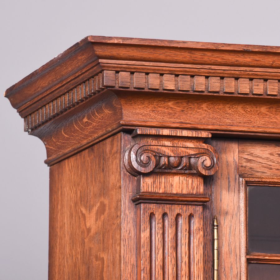 Antique Carved Oak Cabinet Bookcase