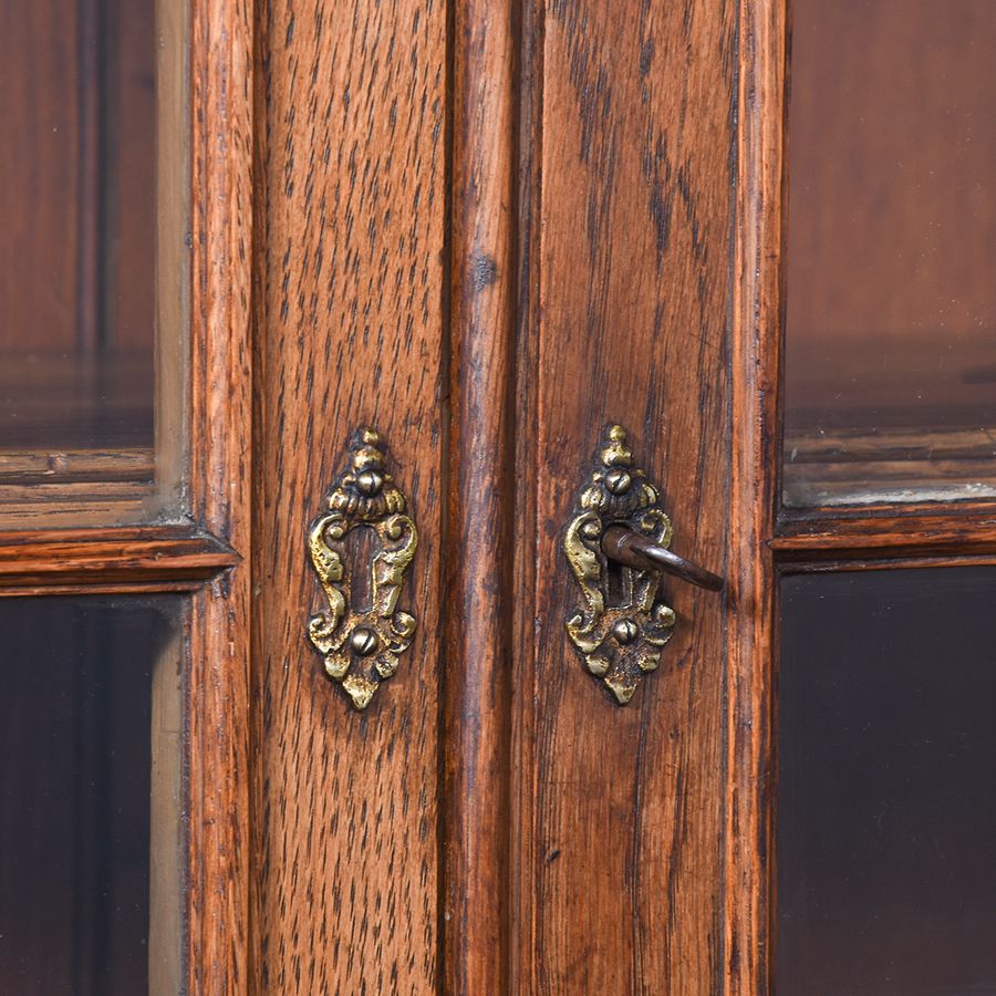 Antique Carved Oak Cabinet Bookcase