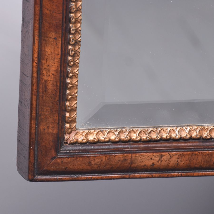 Antique Early Georgian-Style Walnut and Gilded Wall or Small Overmantel Mirror