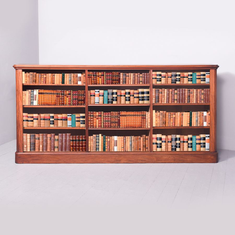 Large Fine-Quality Victorian Mahogany Open Bookcase