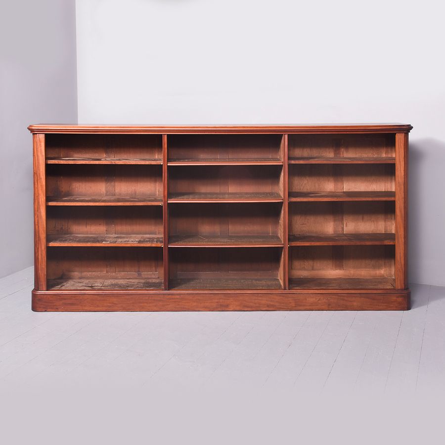 Antique Large Fine-Quality Victorian Mahogany Open Bookcase