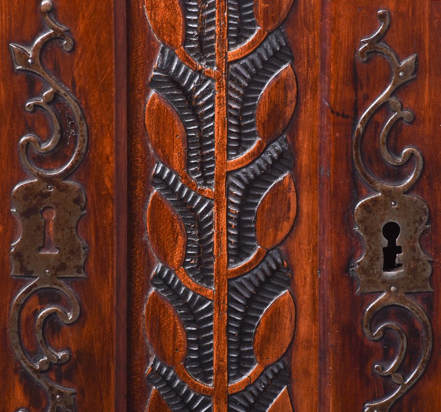 Antique Unusual French, Tall Inlaid Fruitwood Dresser with Lovely Colour and Patina