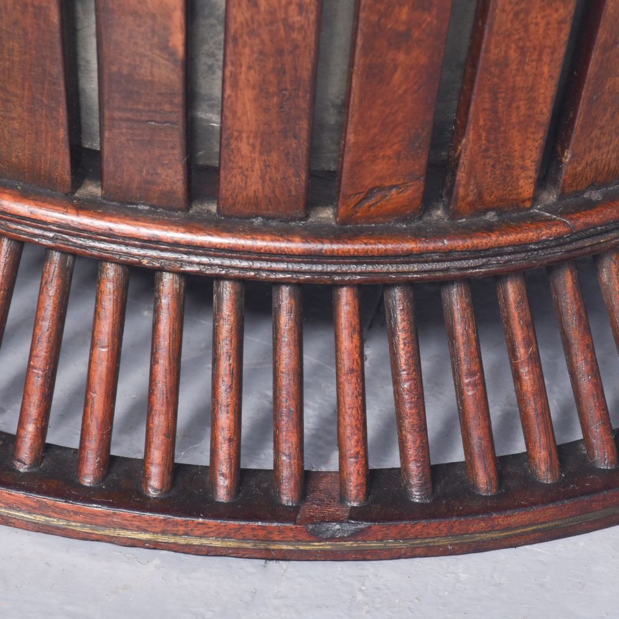 Antique Unusual Mahogany Oyster or Peat Bucket with Metal Liner and Folding Brass Handle