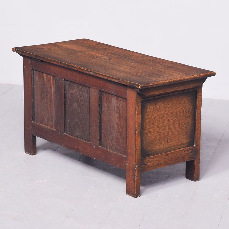 Antique Neat-Sized Jacobean Style Solid Oak Trunk with Mellow Colour and Nice Patina