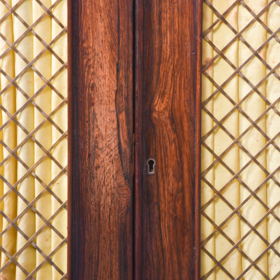 Antique Neat size rosewood Regency cabinet with brass grill doors