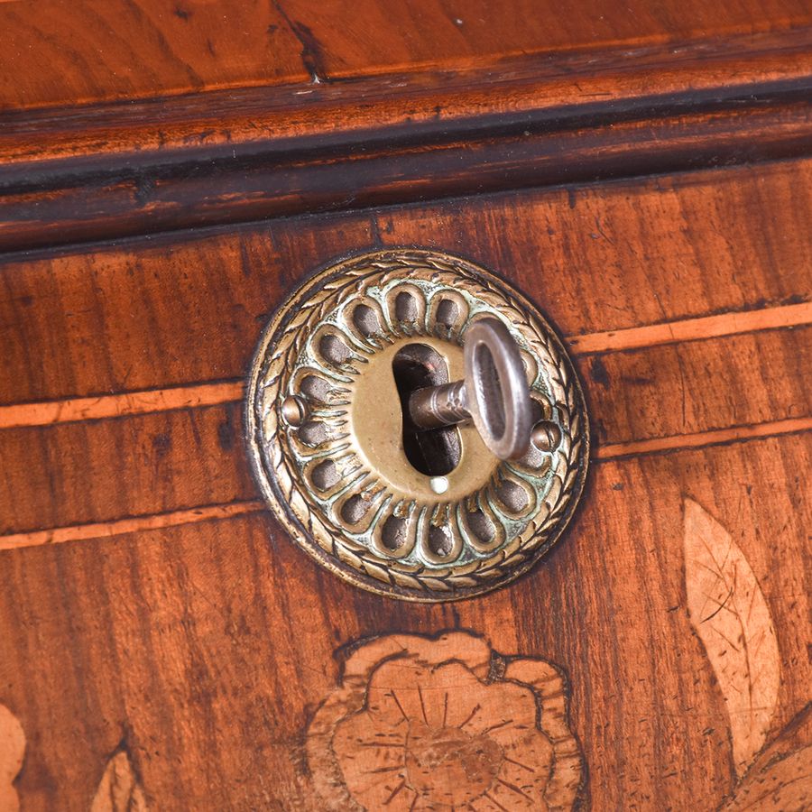 Antique Quality Dutch marquetry-inlaid walnut block fronted bureau