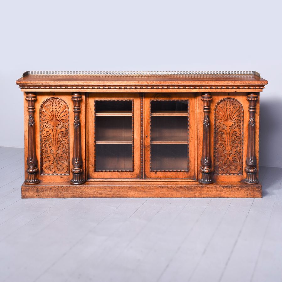 Antique Burr Walnut and Amboyna Credenza