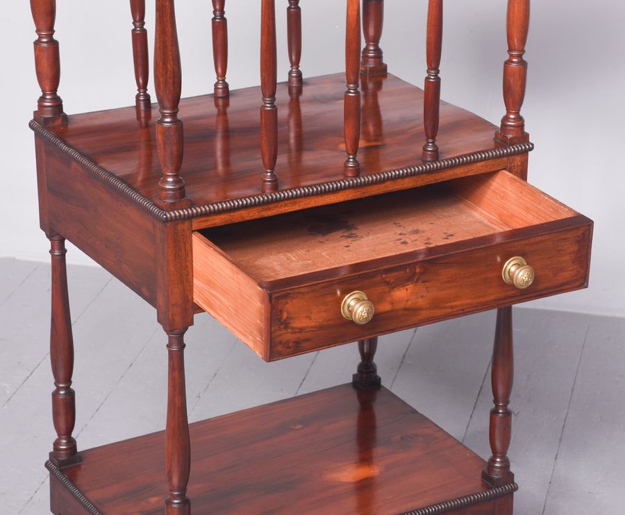 Antique Elegant Regency Period Goncalo Alves/Tigerwood Whatnot