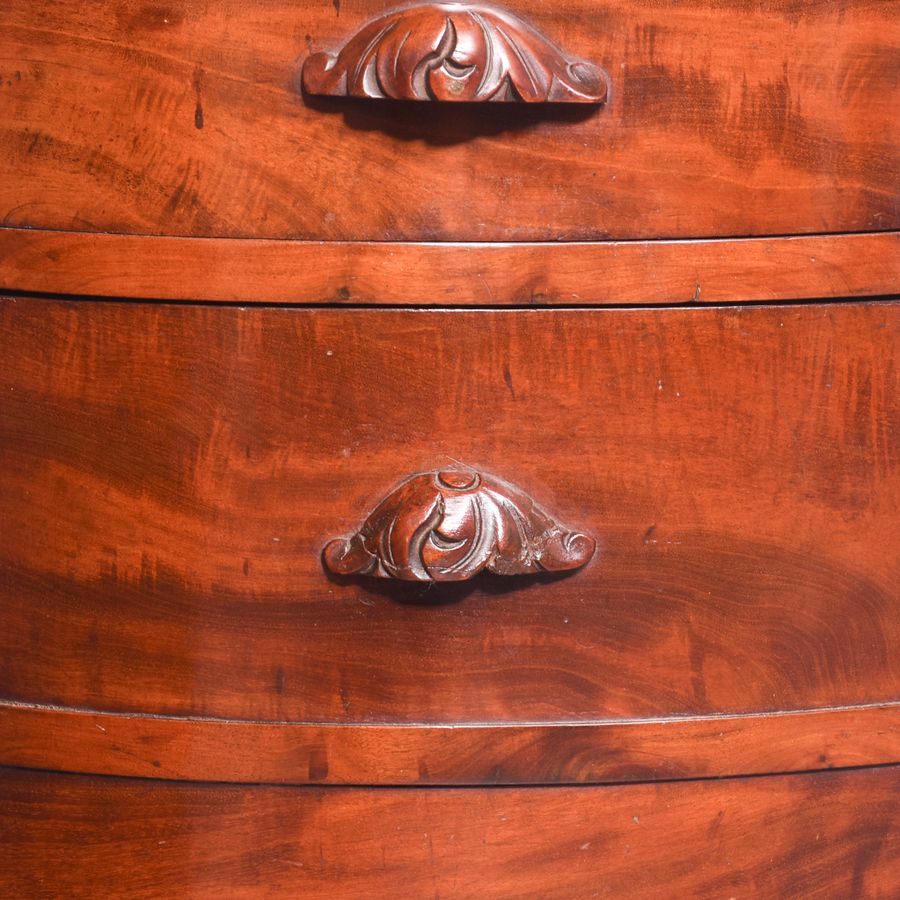 Antique Pair of Mid-Victorian Bow-Front, Neat-Size Chests of Drawers/Bedside Lockers