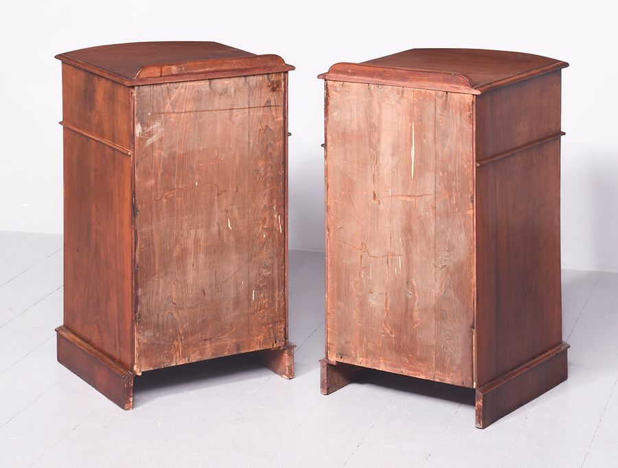 Antique Pair of Mid-Victorian Bow-Front, Neat-Size Chests of Drawers/Bedside Lockers