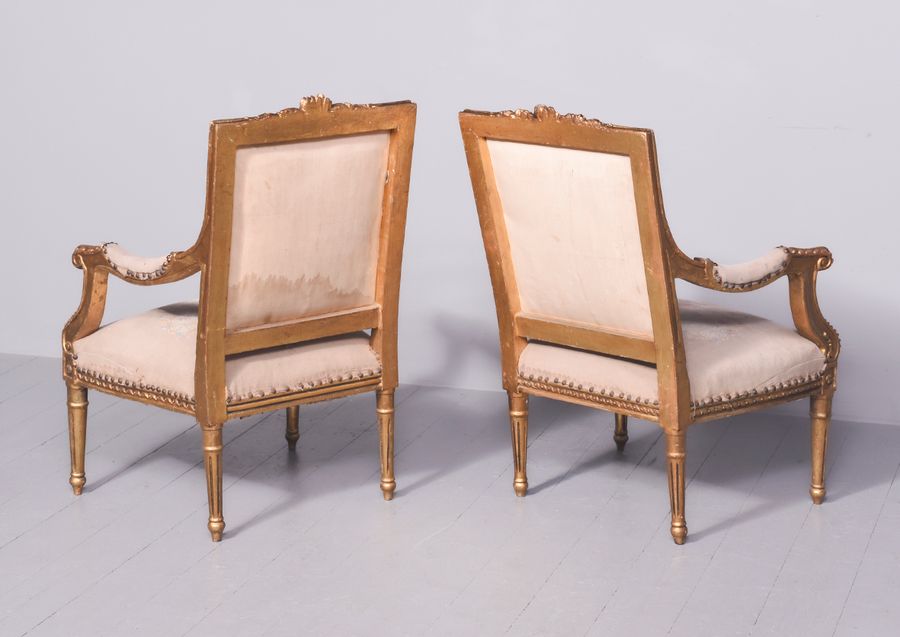 Antique Pair of Louis XV Style Fauteuils/ Armchairs