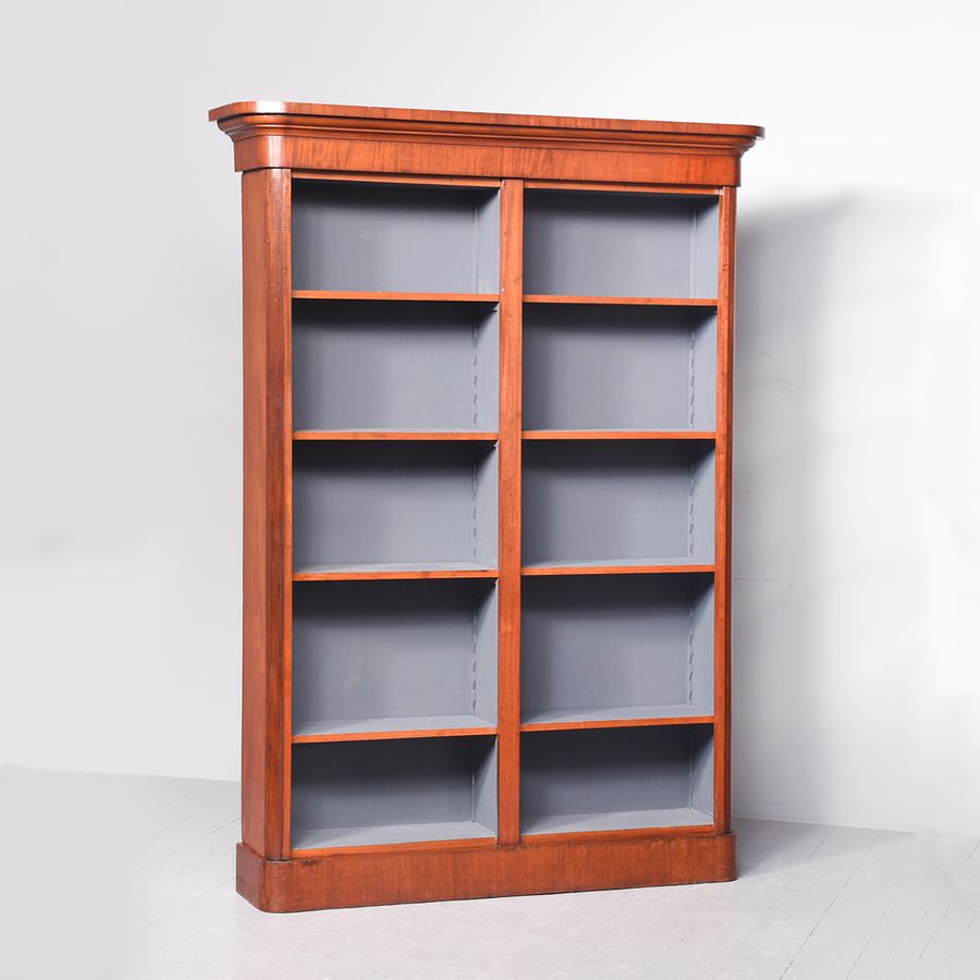 Antique Mid Victorian Mahogany Tall Two-Part Open Bookcase