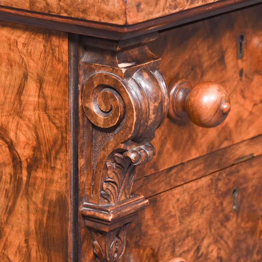 Antique  Exceptional Quality Burr Walnut Victorian Kneehole Desk 