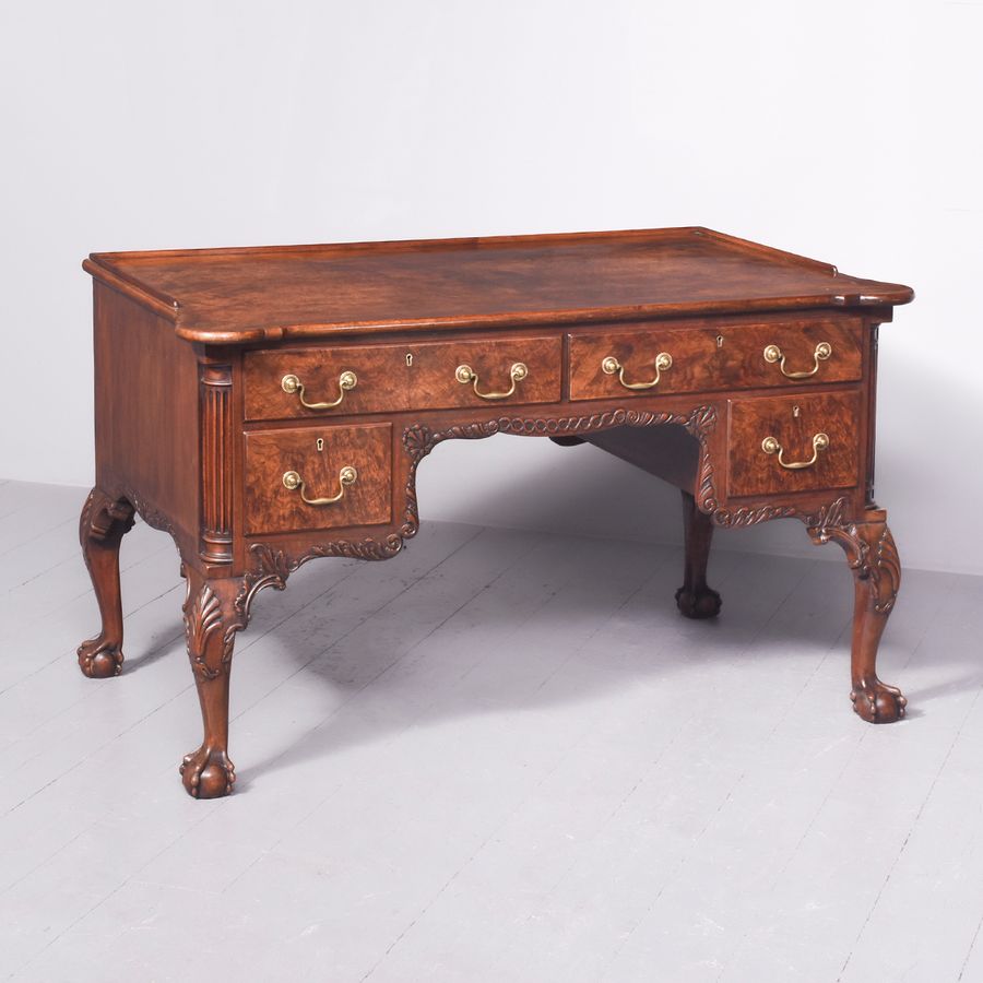 Chippendale-Style Walnut Desk by Famous London Cabinetmakers Druce & Co., Baker St., London