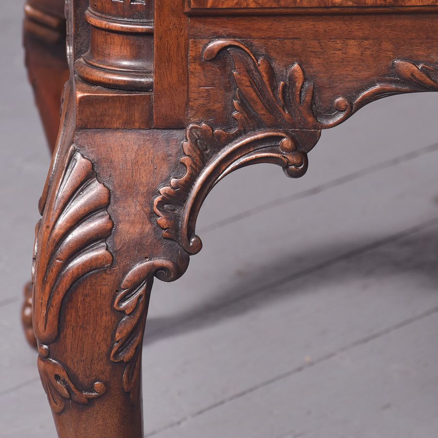 Antique Chippendale-Style Walnut Desk by Famous London Cabinetmakers Druce & Co., Baker St., London