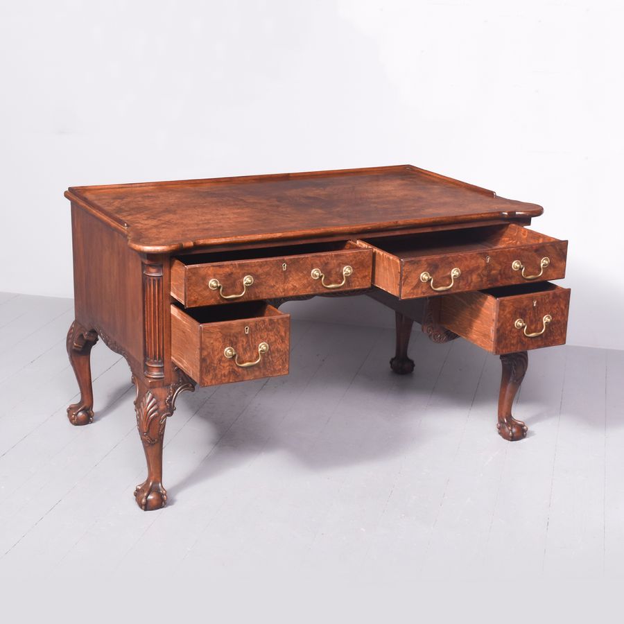 Antique Chippendale-Style Walnut Desk by Famous London Cabinetmakers Druce & Co., Baker St., London