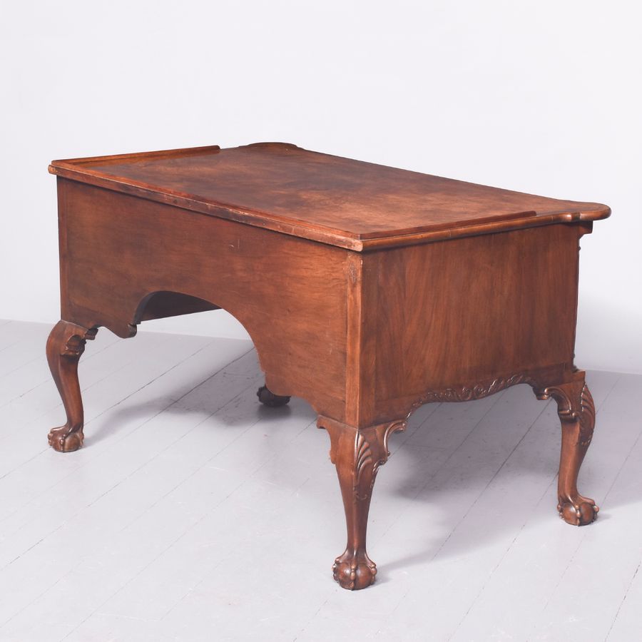 Antique Chippendale-Style Walnut Desk by Famous London Cabinetmakers Druce & Co., Baker St., London