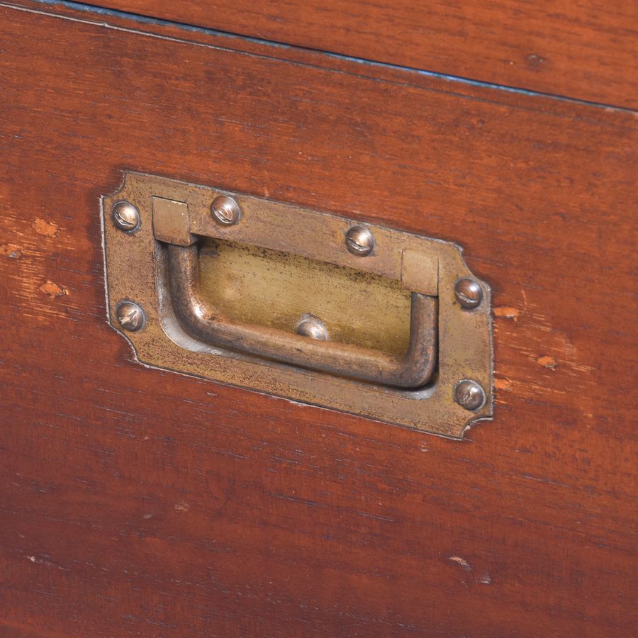 Antique Neat-Sized, Victorian Solid Teak Military or Campaign Trunk