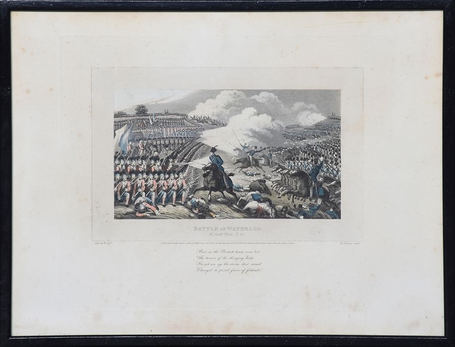 Antique Rare Set of 8 Coloured Battle Waterloo Prints