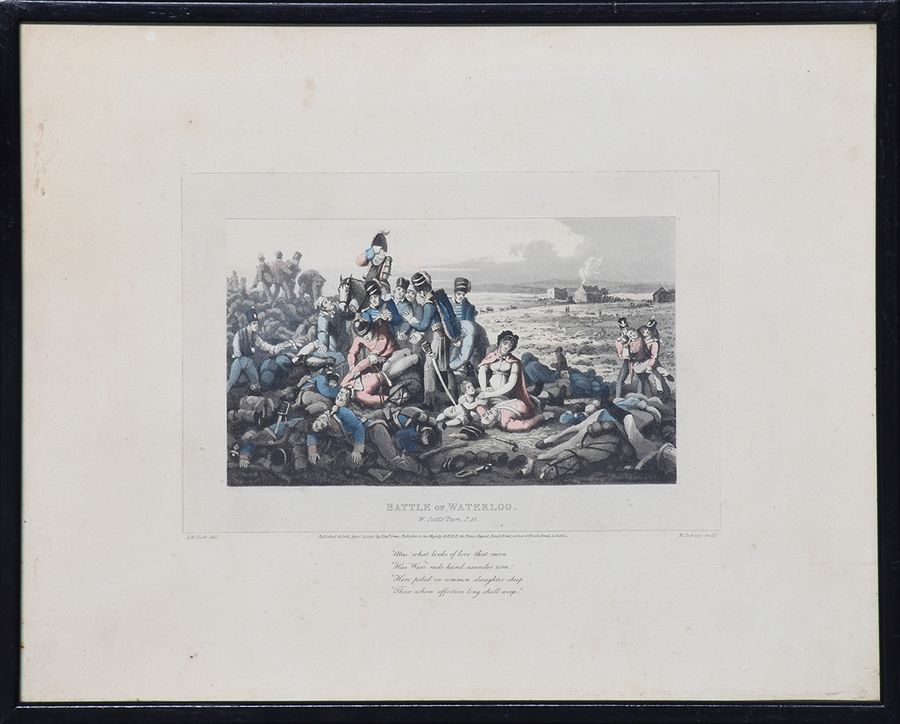 Antique Rare Set of 8 Coloured Battle Waterloo Prints