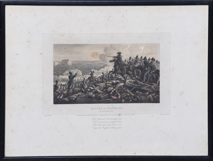 Antique Rare Set of 8 Coloured Battle Waterloo Prints