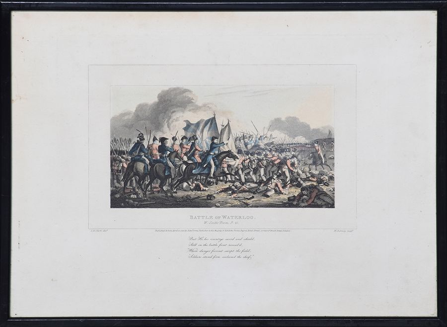 Antique Rare Set of 8 Coloured Battle Waterloo Prints