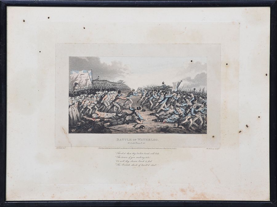 Antique Rare Set of 8 Coloured Battle Waterloo Prints