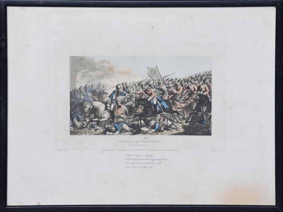 Antique Rare Set of 8 Coloured Battle Waterloo Prints