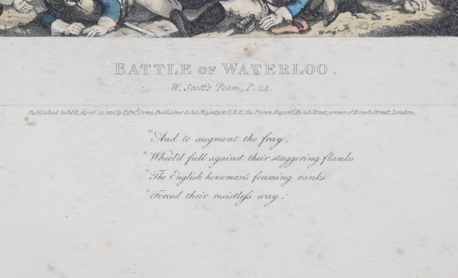 Antique Rare Set of 8 Coloured Battle Waterloo Prints