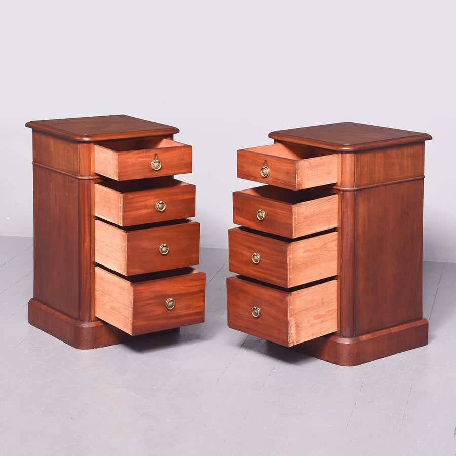 Antique Pair of Mid-Victorian Neat Size Mahogany Chest of Drawers/Bedside Lockers