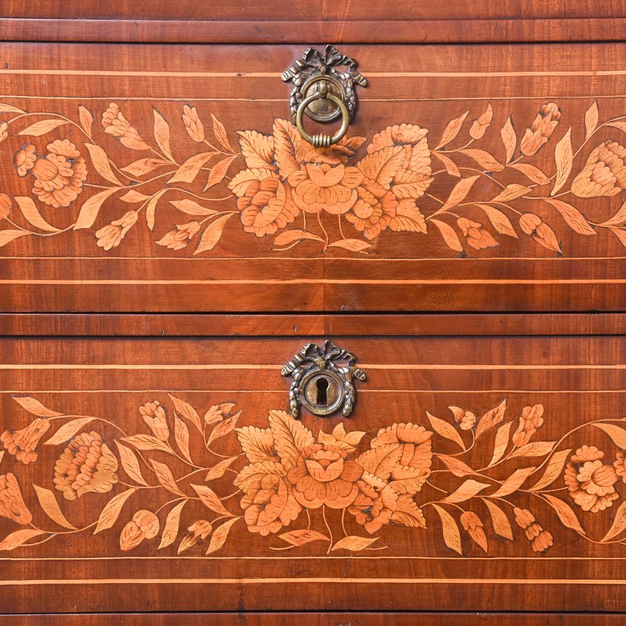 Antique Dutch Marquetry Secretaire Cabinet